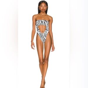 Revolve LoveWave One Piece Small Black and White Zebra